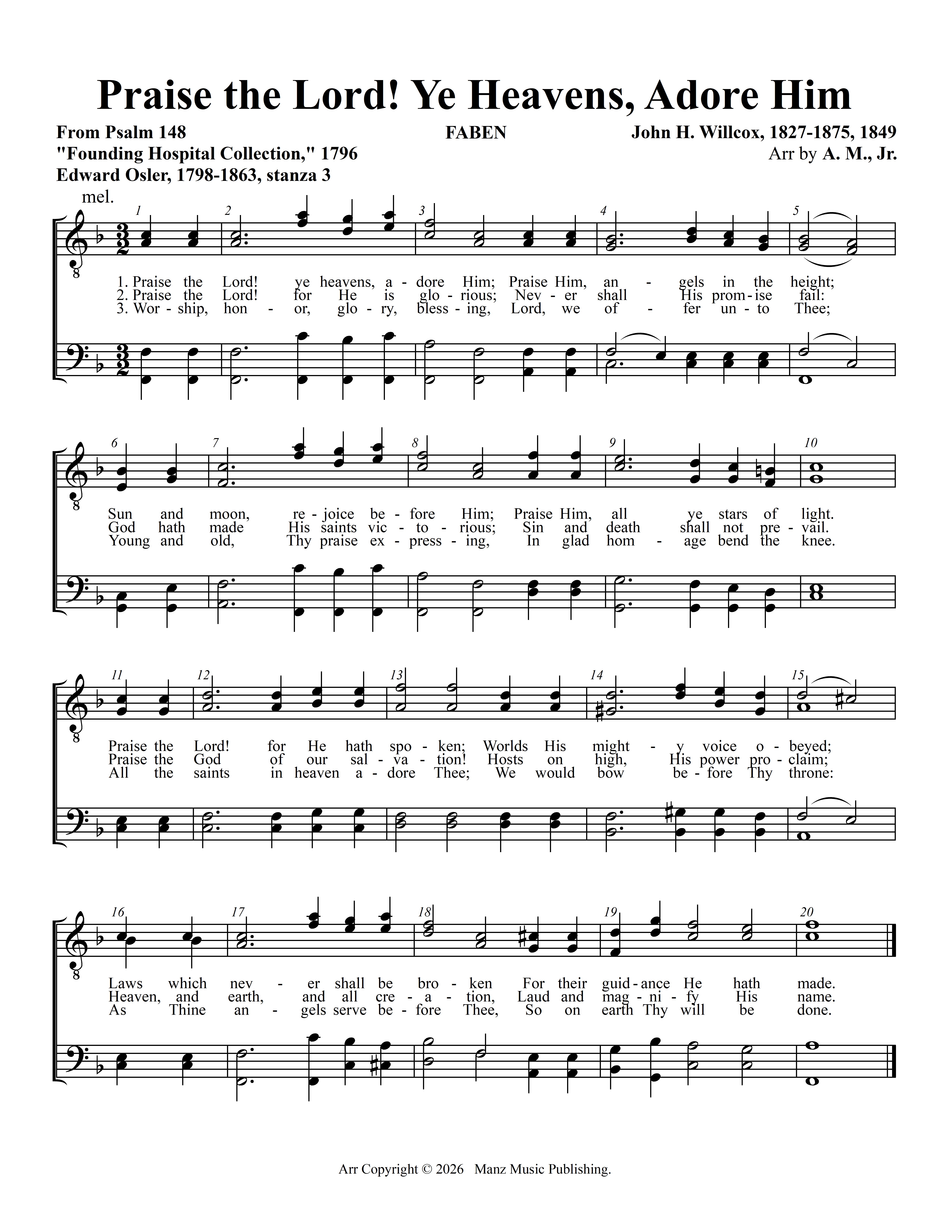 Praise the Lord! Ye Heavens, Adore Him