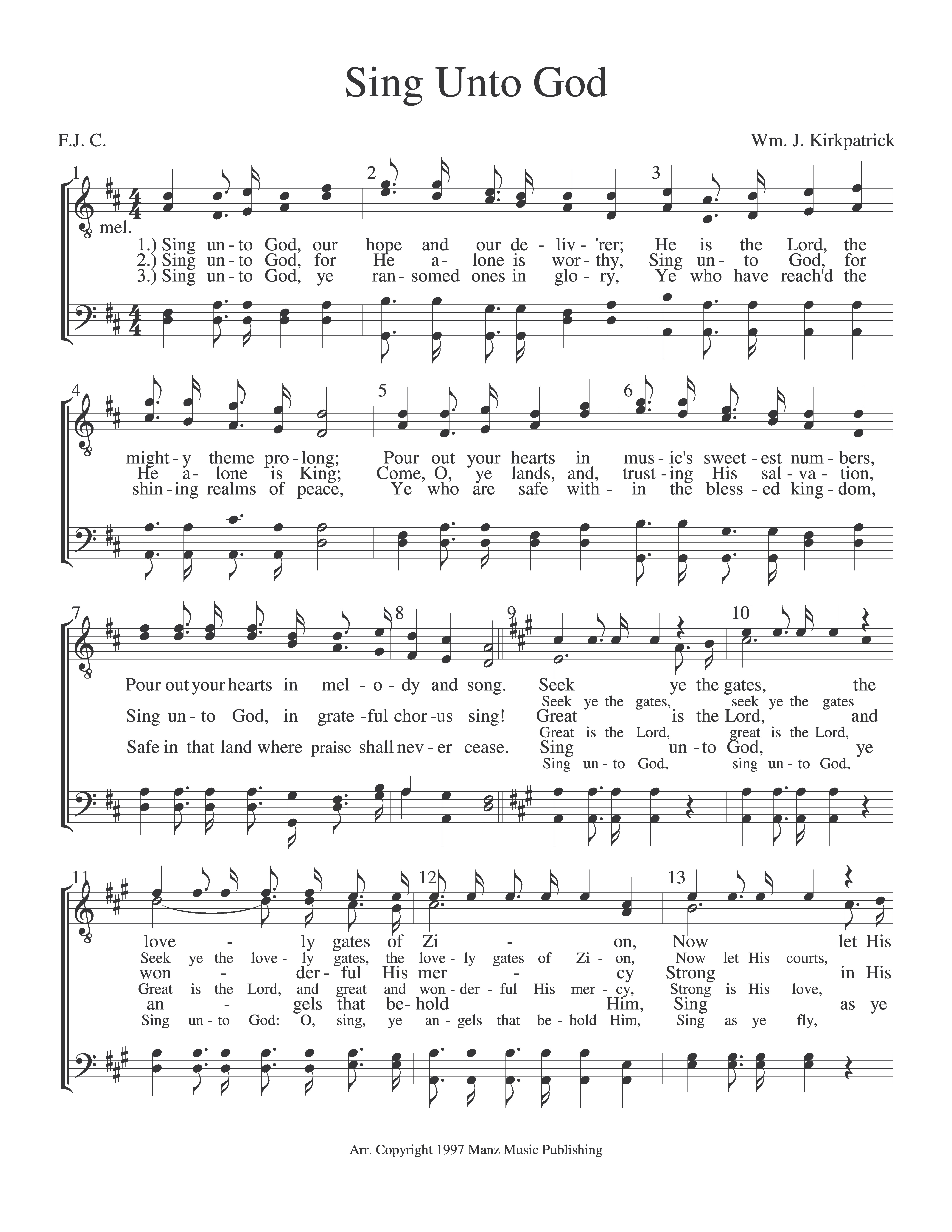 Sing Unto God page 1