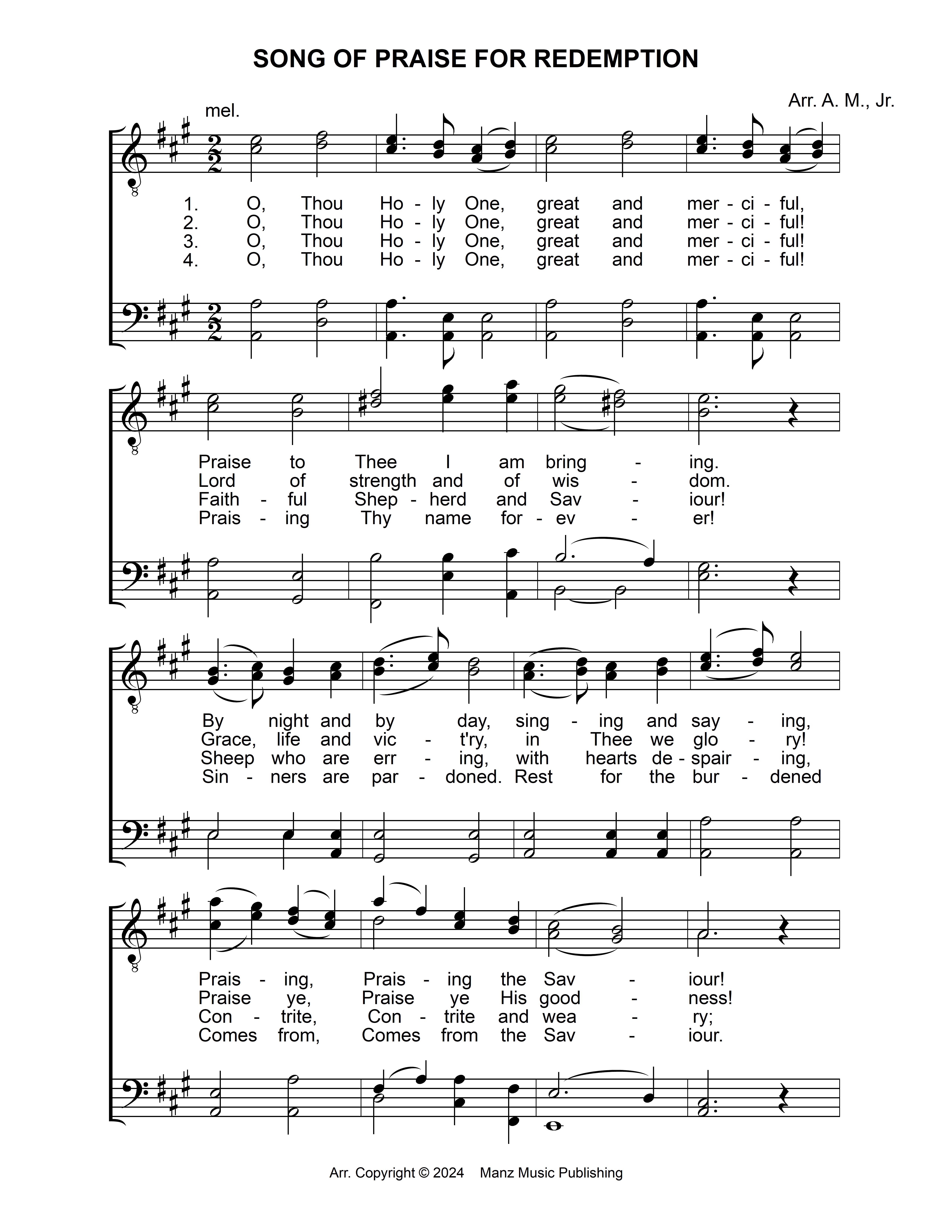 Song Of Praise For Redemption page 1